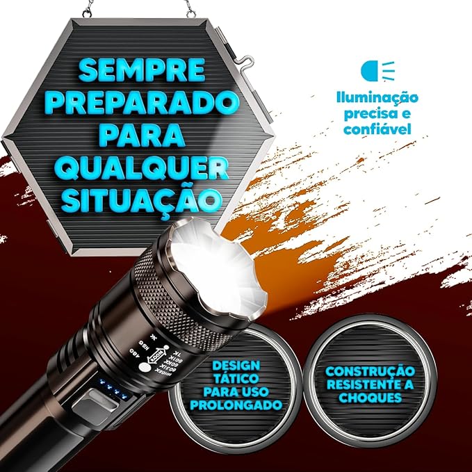 LumenX Pro™ - Lanterna Tática com 20.000 Lúmens