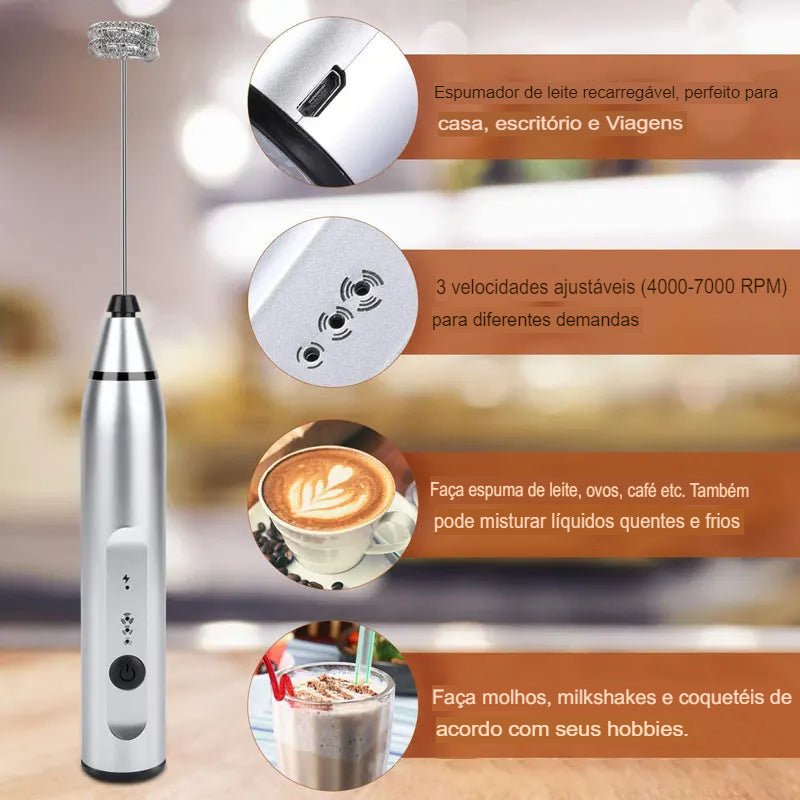 Batedor elétrico portátil para Leite, café, misturar alimentos