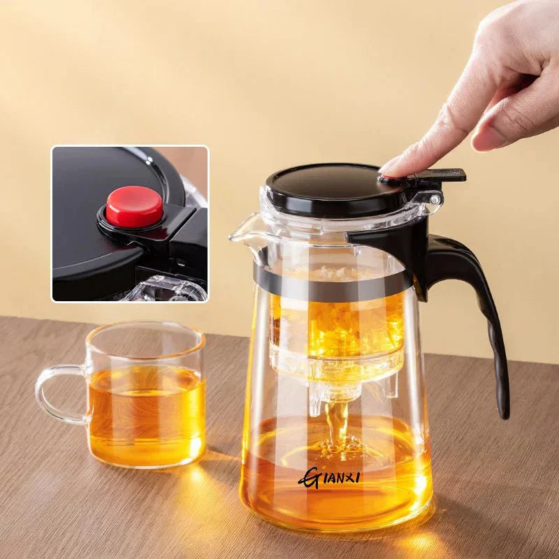Bule com Infusor em Vidro Espessado Resistente ao Calor