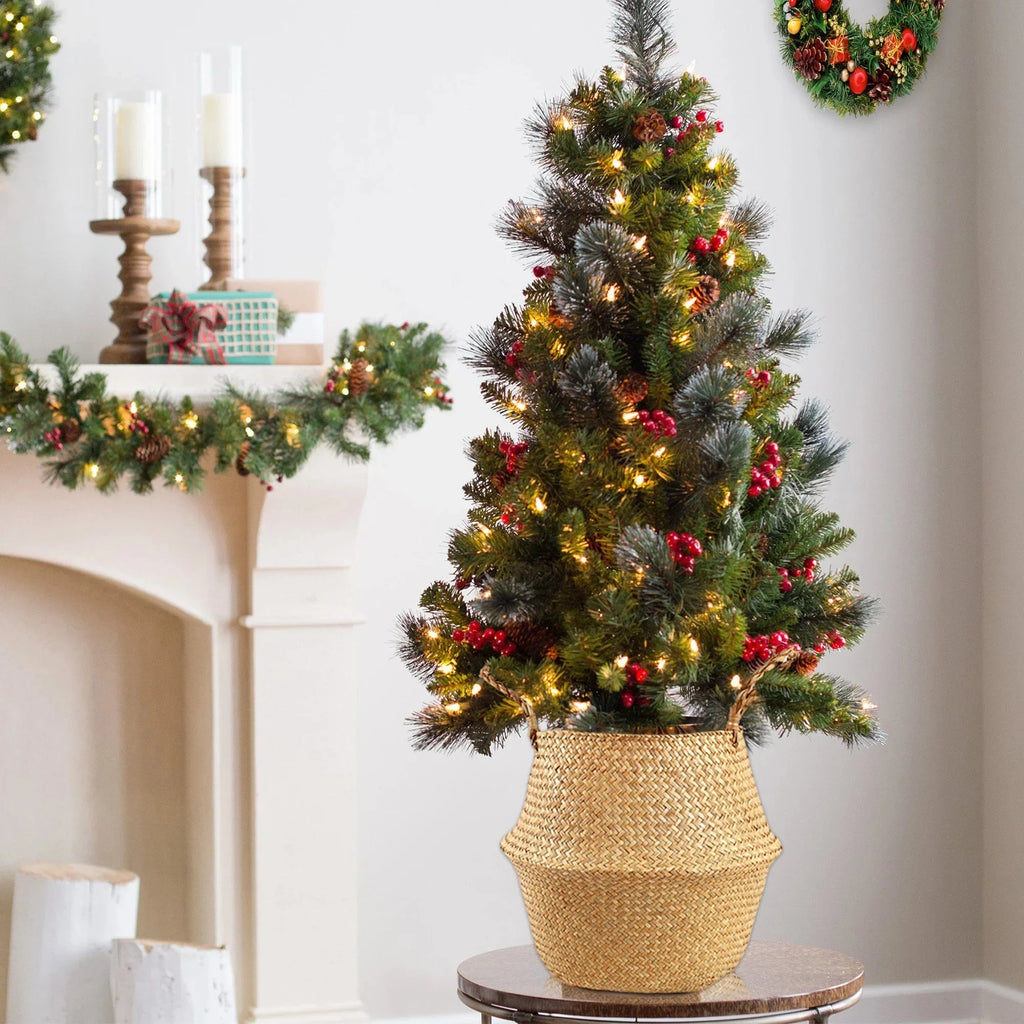 Cestos de Armazenamento em Palha de Vime
