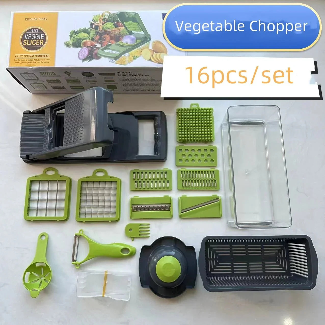 ChefMax 16X - Fatiador Multifuncional com 16 Peças para Corte de Legumes e Frutas