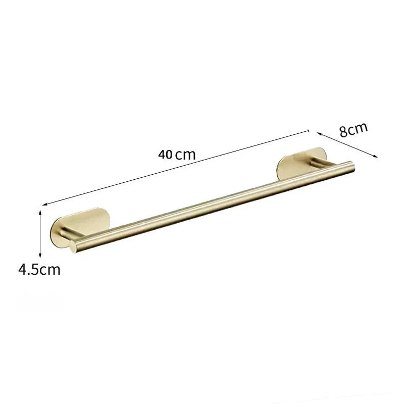 Conjunto Elegante de 5x Acessórios para Banheiro em Dourado - Sem Perfuração, Aço inoxidável