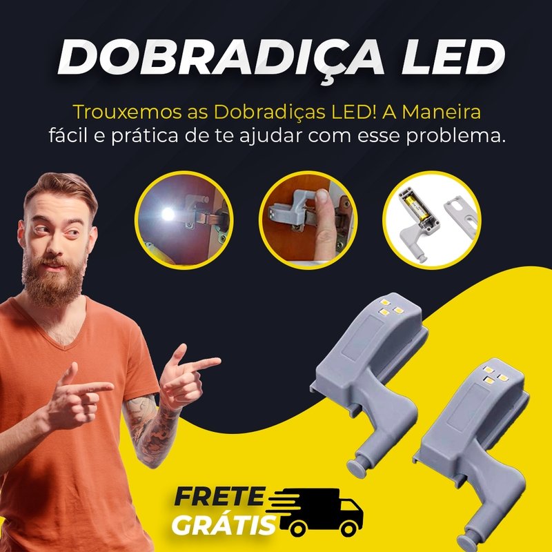 Dobradiça LED - Sensor Inteligente com Luz Led para Dobradiças