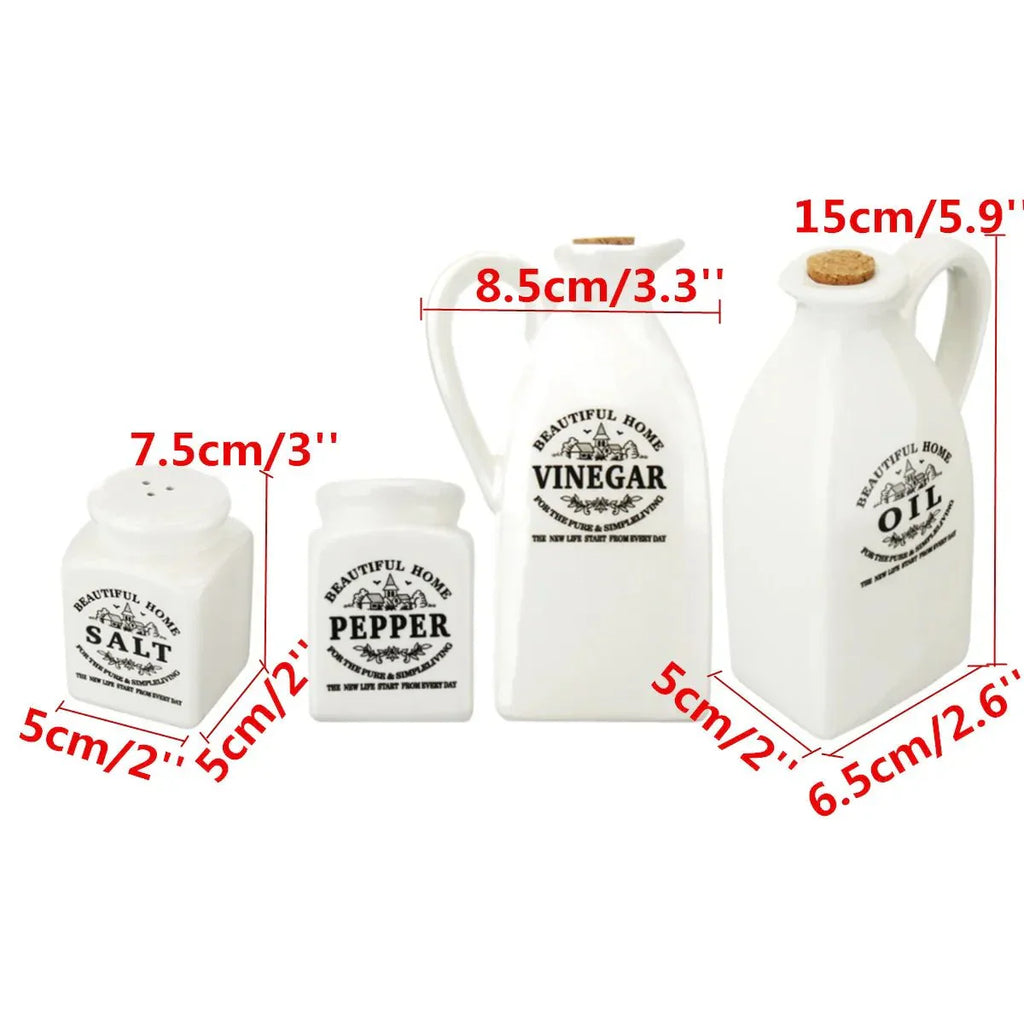 Kit com 4x Pote de tempero de cerâmica com tampa de cortiça