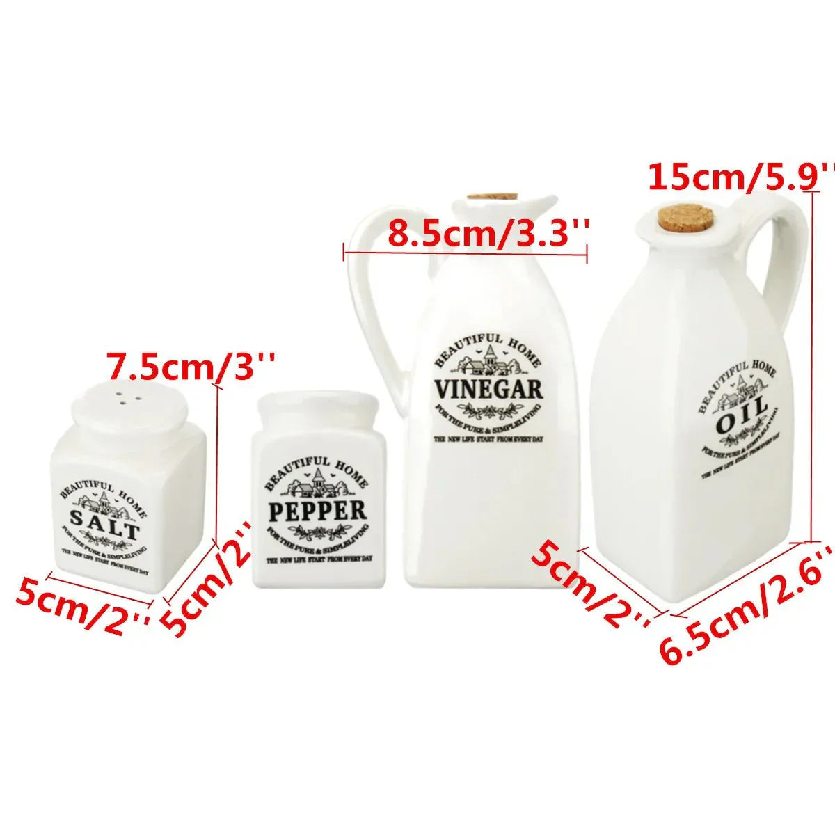 Kit com 4x Pote de tempero de cerâmica com tampa de cortiça