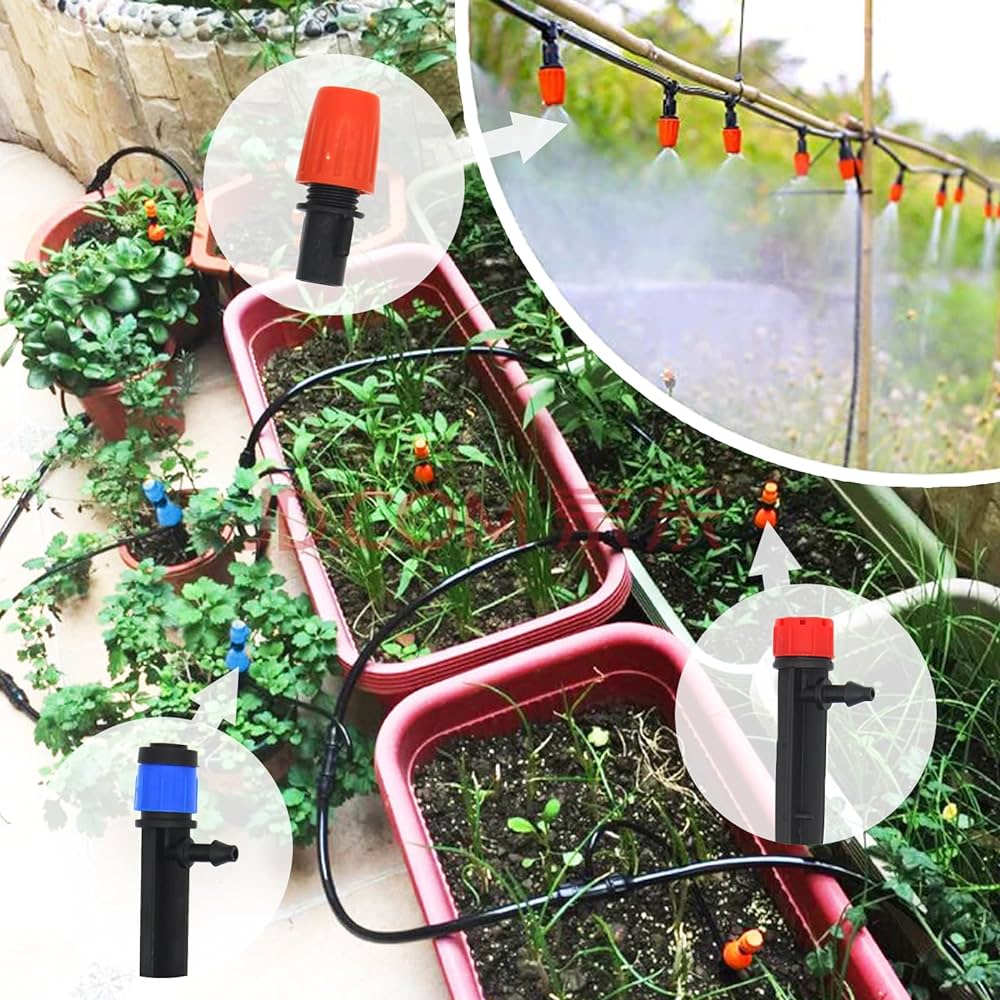 Kit de Irrigação por Gotejamento Automático com Bicos para Lavoura, Bonsai, Plantas, Flores, Vegetais e Estufas