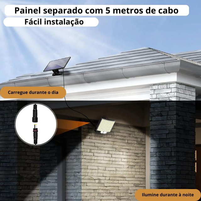 Lâmpada Solar 106 Leds - Sensor de movimento incluso