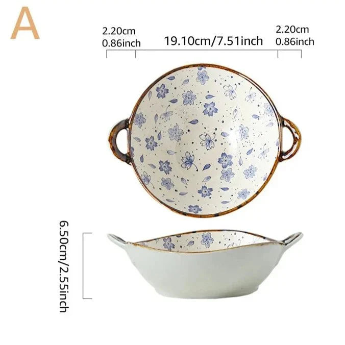 Tigela Doméstica em cerâmica, com alça para servir